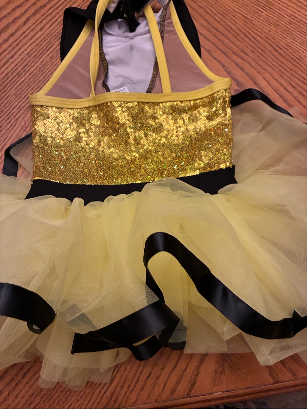 Gold & Yellow Sequin Tuxedo Tutu Dance Dress - Kids Costume A Wish Come True - Picture 4 of 10